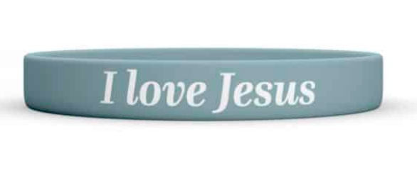 Náramek silikonový I love Jesus.  - Velikost 202mm x 12mm