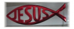 3D samolepka ryba JESUS.  Velikost 15x5cm.