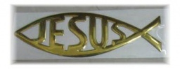 3D samolepka ryba JESUS.  Velikost 15x5cm.
